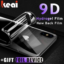 9d película protetora de tela frontal e traseira, para iphone 11 x xs max pro hidrogel, filme traseiro, iphone xr xs filme de proteção (não vidro)