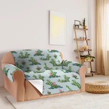 Кактус узор Чехлы для диванов анти-скольжение Стеганный диван диване крышка стул собака детский коврик мебель протектор один/двухместный диван