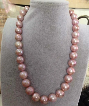 

HOT## Wholesale FREE SHIPPING AAA18"12-13MM ROUND NATURAL SOUTH SEA GOLD PINKPEARL NECKLACE 14K