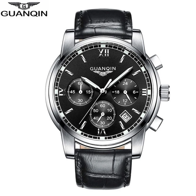 

NEW GUANQIN Watch Men Quartz Watch Relogio Masculino Business Top Brand Chronograph Luminous Date Clock Men's Casual Wristwatch