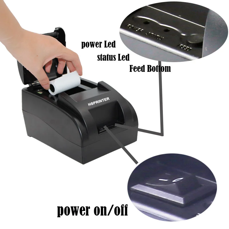 Новый USB термопринтер с EU/US/UK plug 58 мм рулон бумаги pos принтер машина горячая