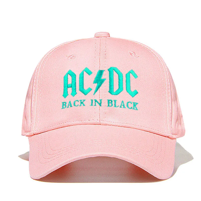Бейсбольная кепка AC/DC в стиле рок, хип-хоп, Мужская бейсболка с вышитыми буквами, Повседневная Кепка для диджея, рок, папы, Прямая поставка - Цвет: pink skyblue