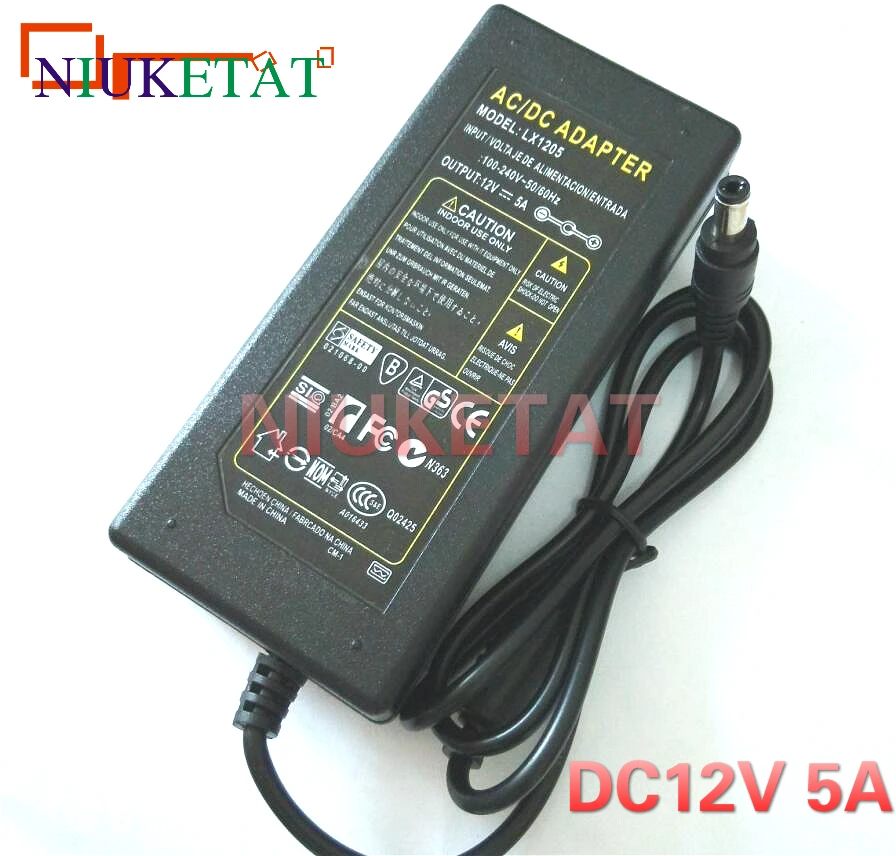 LX1205 12V 5A 12V5A 60W светодиодный адаптер питания AC 110-240V 5,5*2,5-2,1 dc светодиодный блок питания для RGB светодиодный 5050 3528