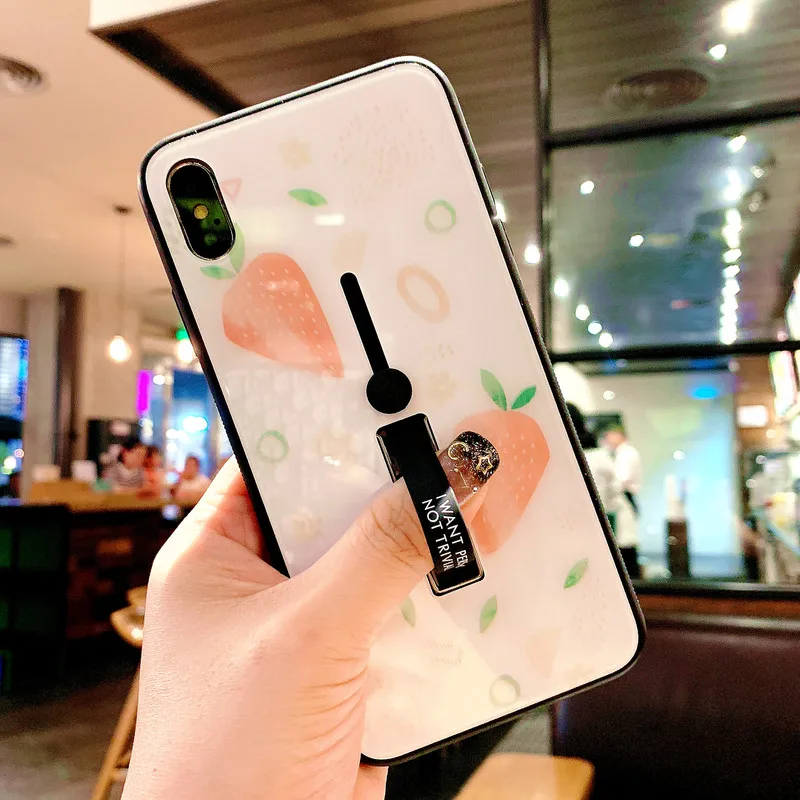 Чехол с кольцом в виде клубники для Apple iPhone XR XS X 6 6S 7 8 Plus крышка-держатель Max Cute |
