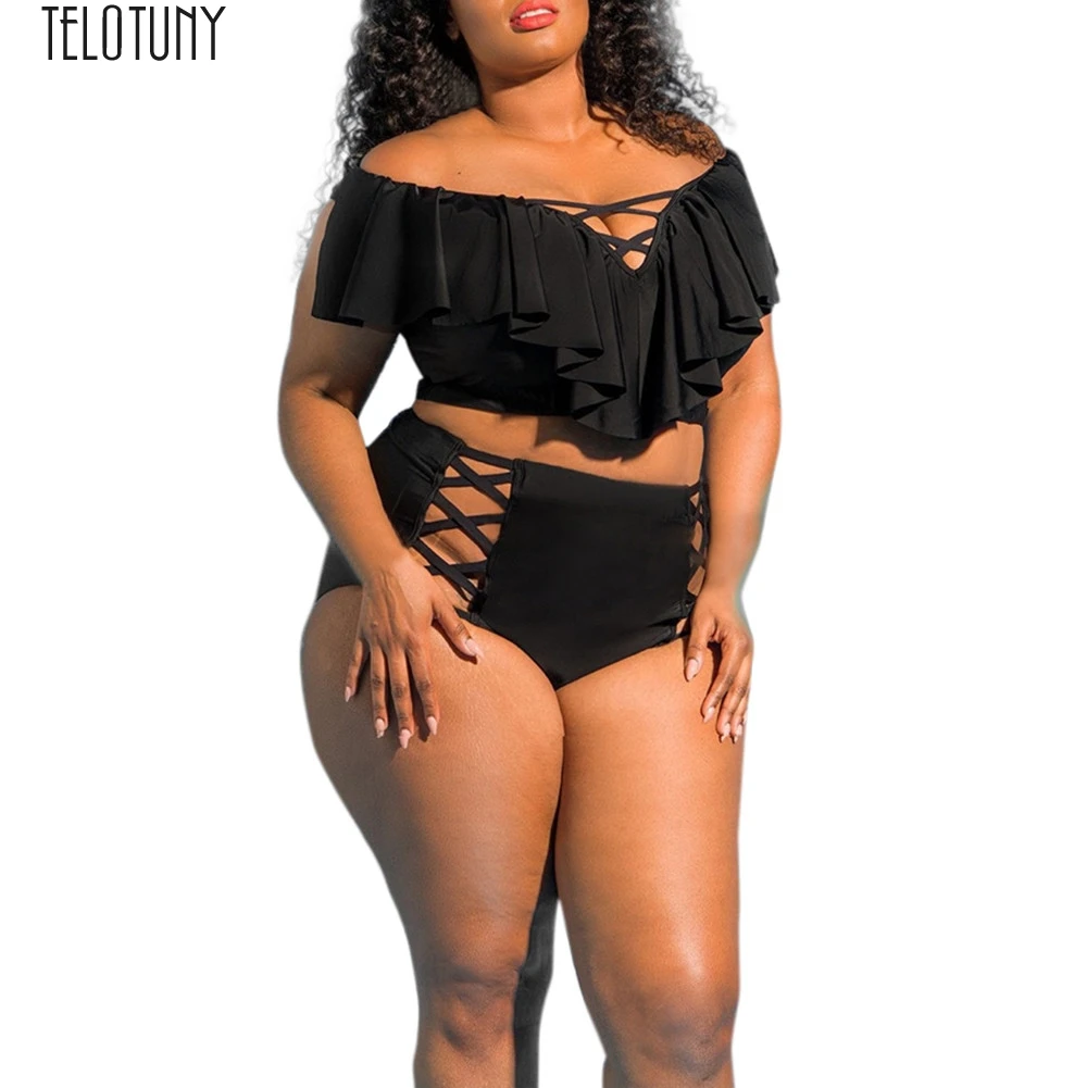 

TELOTUNY Ladies Swimsuit Plus Size Women Solid Set Push-Up Padded Bathing Swimwear Women Swimwear Set Fashion Hot Sale New Jan17