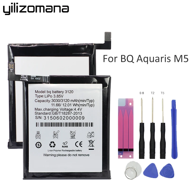 YILIZOMANA High Capacity 3030mAh Original Replacement Phone Battery BQ-3120 For BQ Aquaris M5 Recahargerable Li-ion Batteries