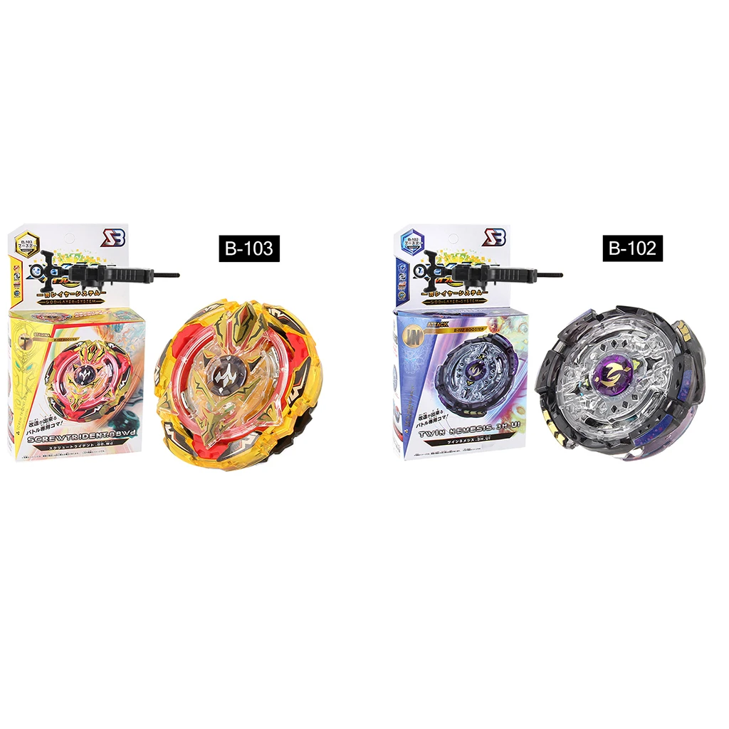 

Rare 2 Pieces Metal Fusion Burst Spinning Top Grip Launcher Tool Set Kids Toy TWIN NEMESIS.3H.Ui B-102 + B-103