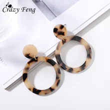

Crazy Feng Vintage Leopard Earrings For Women FemaleJewelry Fashion Round Tortoiseshel Dangle Drop Earrings Kpop Accessories
