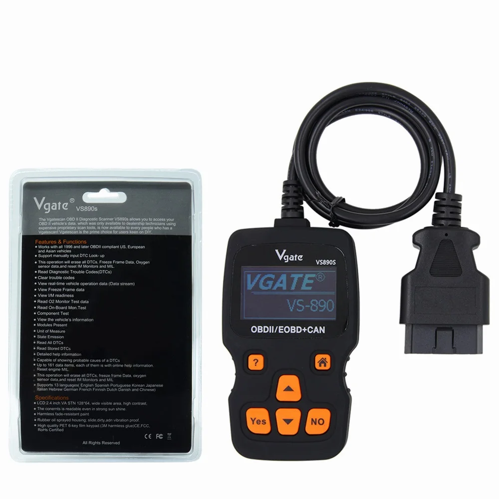 Автомобильный диагностический сканер Vgate VS890 VS890S OBD 2|Считыватели кодов и сканеры|
