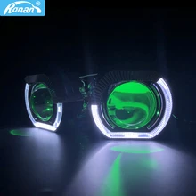 Ronan 2.5″ bi xenon projector lens with sport angel eyes shrouds for BWM H1 H4 H7 socket devil eyes red blue for car retrofit