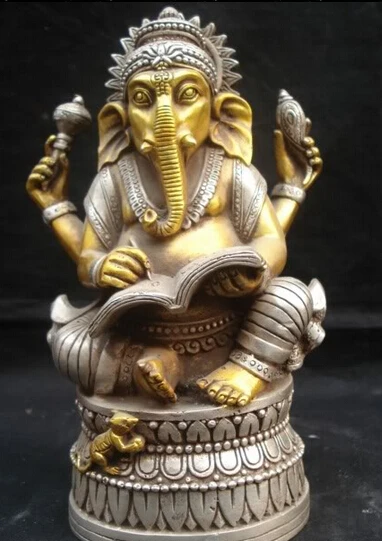 

dr524 Tibet Silver Ganapati Ganesh Lord Ganesha Buddha Statue