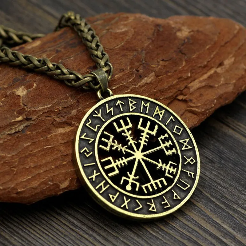 Викинг один символ Рунический амулет Олли цепь Подвеска с компасом Vegvisir модное ожерелье