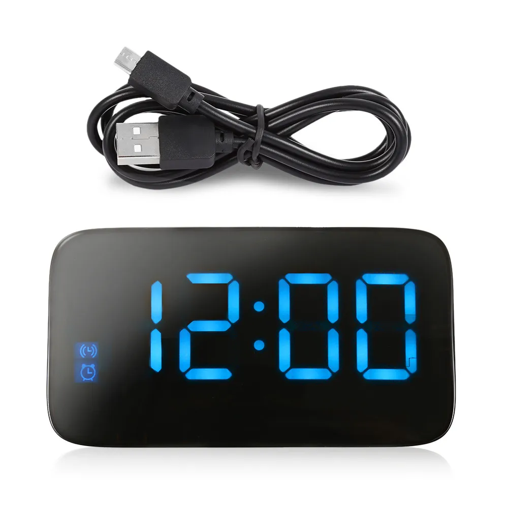 LED Alarm Clock Large LED Display Voice Control Electronic Snooze Backlight Desktop Digital Table Clocks Watch With USB Cable4
