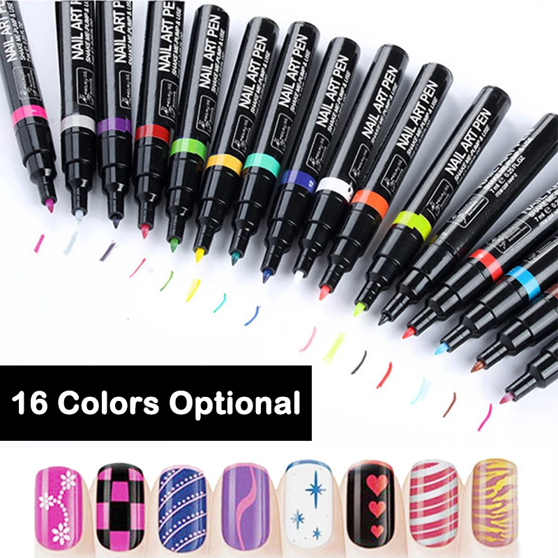 CONTIGO UV Nail Polish Pen 16 Colors 3D Nail Art Marker Paint Pen