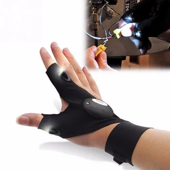 

Outdoor Night Fishing Lighting Glove Half Finger Glove LED Flashlight Survival Camping Tool Right Left Hand Hanging Bait Outdoor