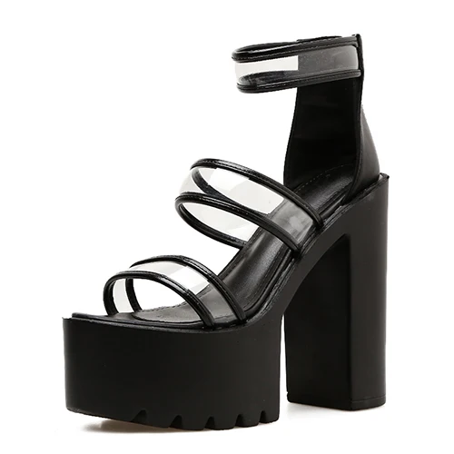 Gdgydh/прозрачные босоножки из ПВХ; женская свадебная обувь в римском стиле; Цвет черный, белый; Новое поступление года; Прямая поставка; обувь на платформе и каблуке - Цвет: black shoes