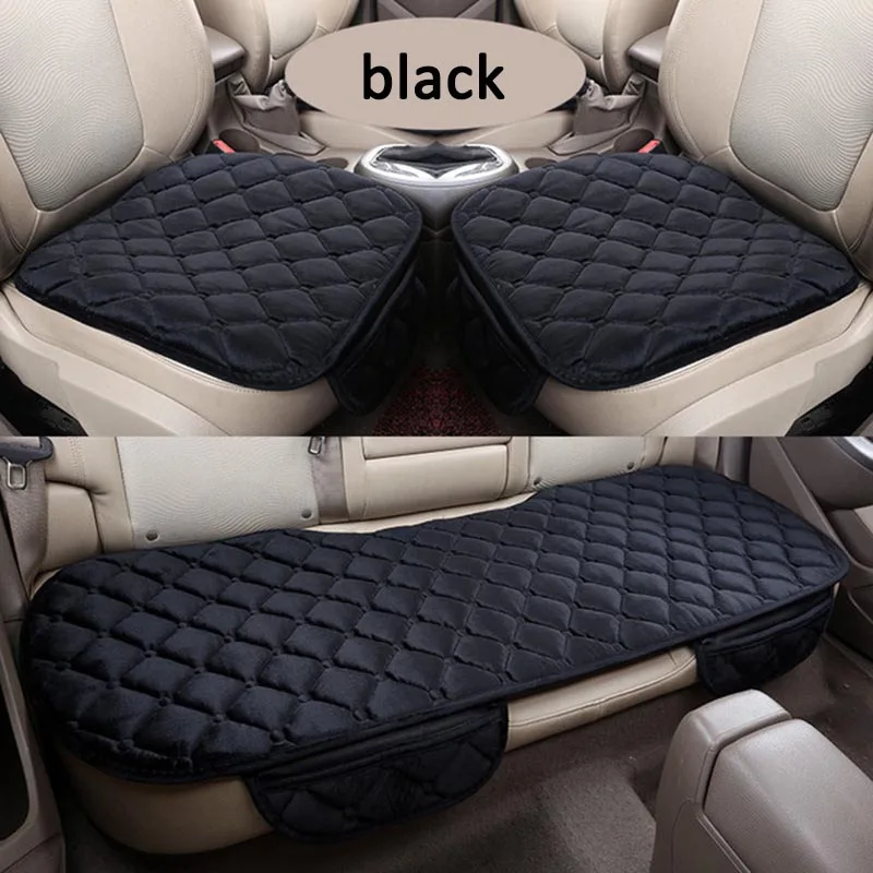 Зимний плюшевый согревающий чехол для сиденья автомобиля, подушка для Toyota Camry Corolla RAV4 Civic Highlander Land Cruiser Prius Prado Vers - Название цвета: 1 sets black