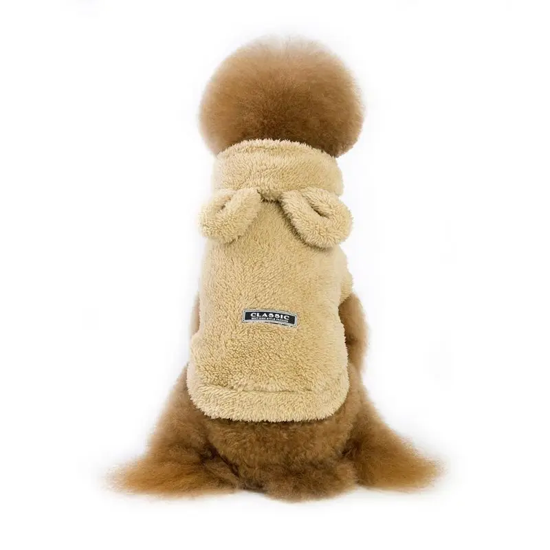Классическая зимняя теплая одежда для собак для маленьких собак, утолщенный щенок, домашнее животное, кот, куртка, чихуахуа, одежда для йоркширского терьера - Цвет: Beige