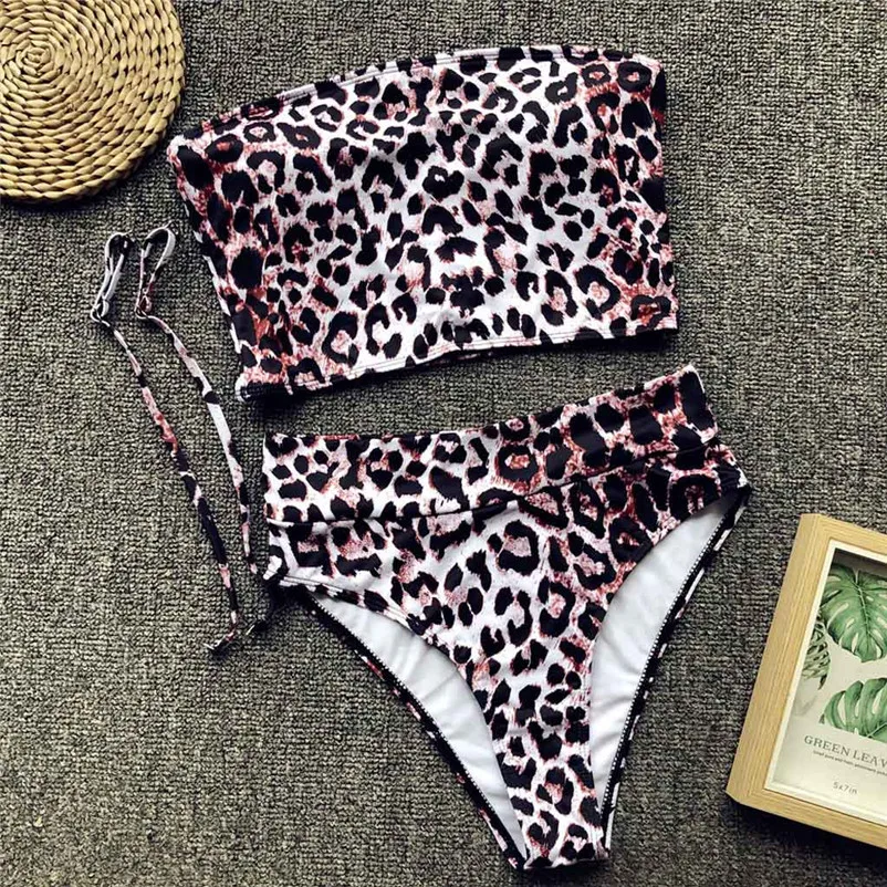 2PC Sexy Women Leopard Printed Bikini Push-Up Pad Sport Bathing Sport Bra Set Summer Clothes Tankini Set Sujetador 40JA (5)