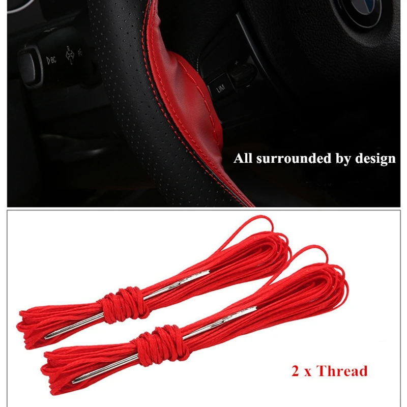 Anti-slip Soft Artificial Leather Car Steering Wheel Cover 38cm steering-wheel With Needles And Thread Auto Interior Accessories