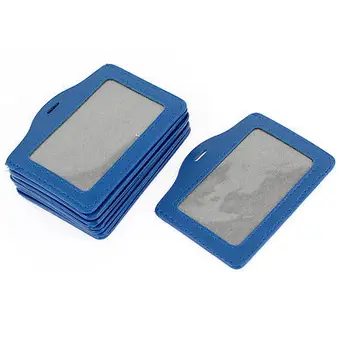 

Blue Clear Plastic Faux Leather Name Business ID Credit Card Holder