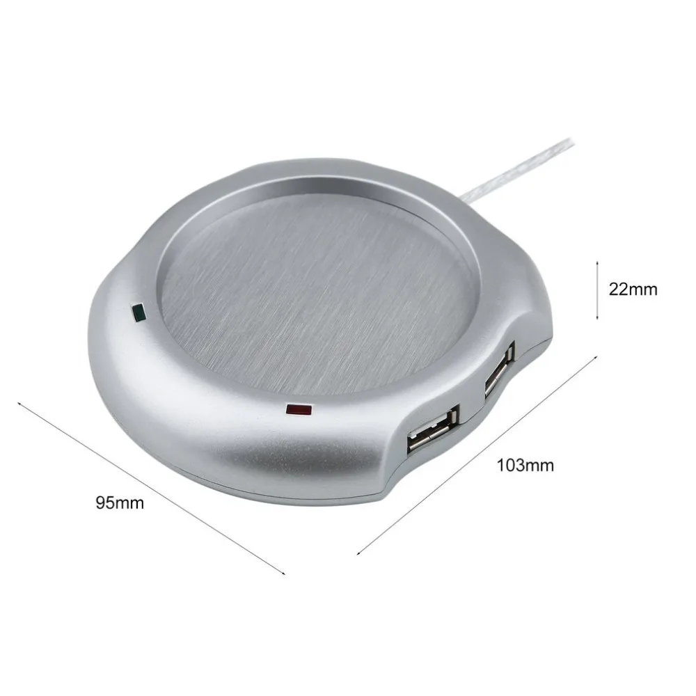 Чашка для напитков серебро 4 порта usb хаб чашка чая кофе кружка грелка 50 градусов