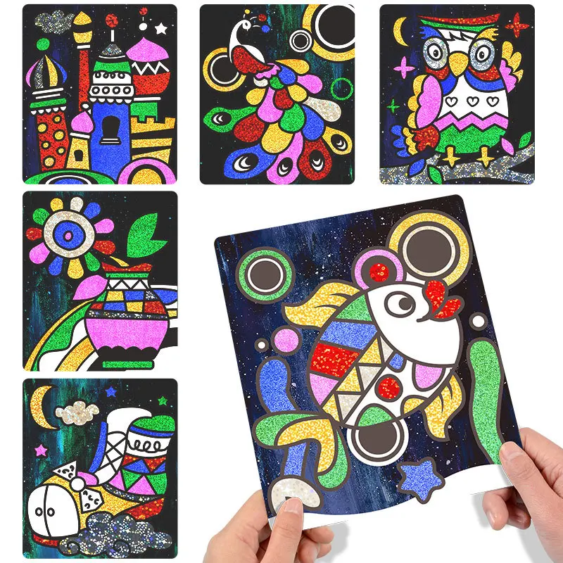 9Pcs-20Pcs Children Shining Magic Color Paper DIY Art Craft Toy Kids Creative Stickers Drawing Handmade Scratching Paper Toy 9Pcs-20Pcs Children Shining Magic Color Paper DIY Art Craft Toy Kids Creative Stickers Drawing Handmade Scratching Paper Toy