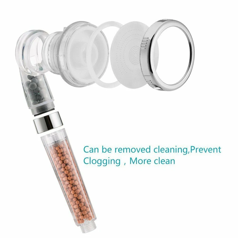 

Negative Ion Shower Head High Pressure Handheld Mineral Beads Shower Spray Nozzle Head for Bathroom Store