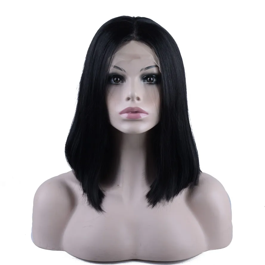 

StrongBeauty Lace Front Wigs Black Straight Synthesis Heat Resistant Fiber Medium length wig for black women