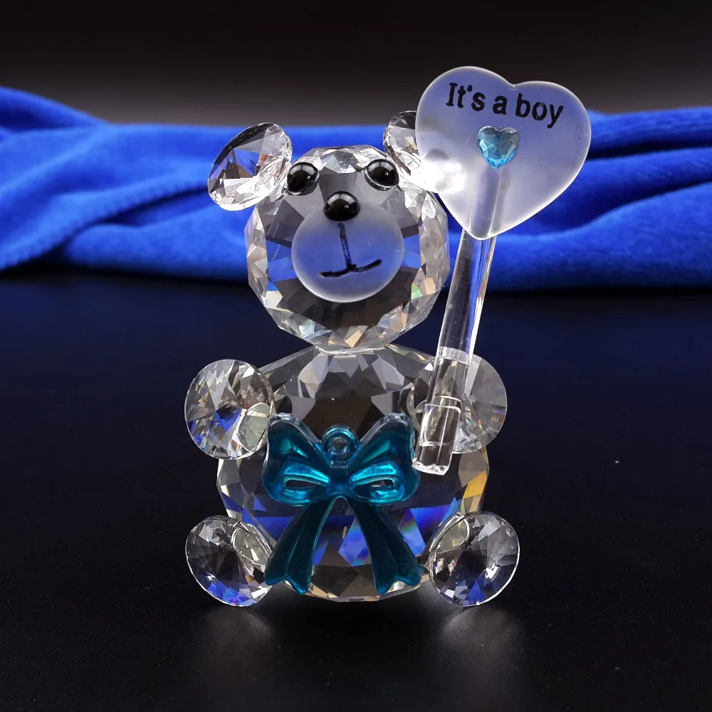 Mini Bear Crystal Baby Shower Boy Girl Baptism Party Souvenir Newborn Baby Crystal Wedding