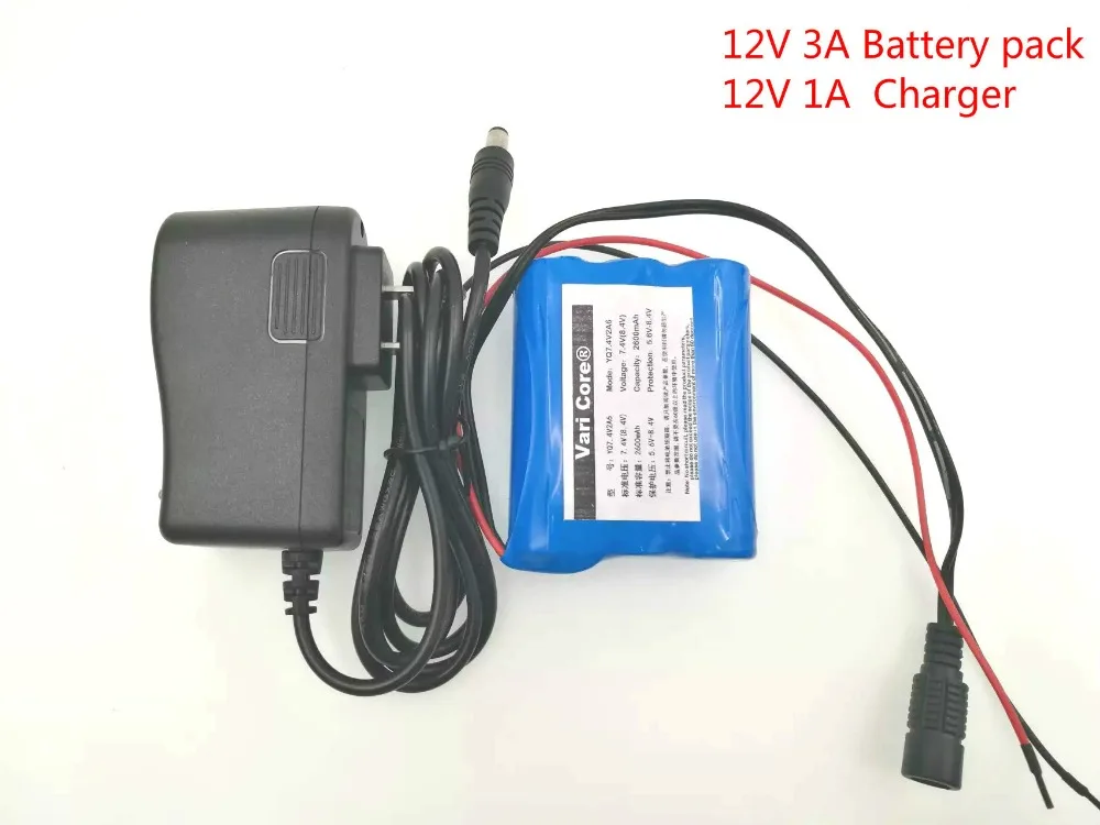 VariCore 12 V 3000 mAh 18650 литий-ионная аккумуляторная батарея для камеры видеонаблюдения 3A батареи+ 12,6 V 1A зарядное устройство