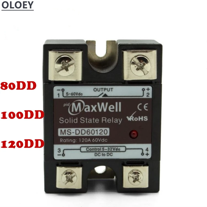 

Each One Single Phase DC Solid State Relay DC Controlled DC SSR-60 80 100 120DD Rated Voltage:220VDC Rated Current:10A