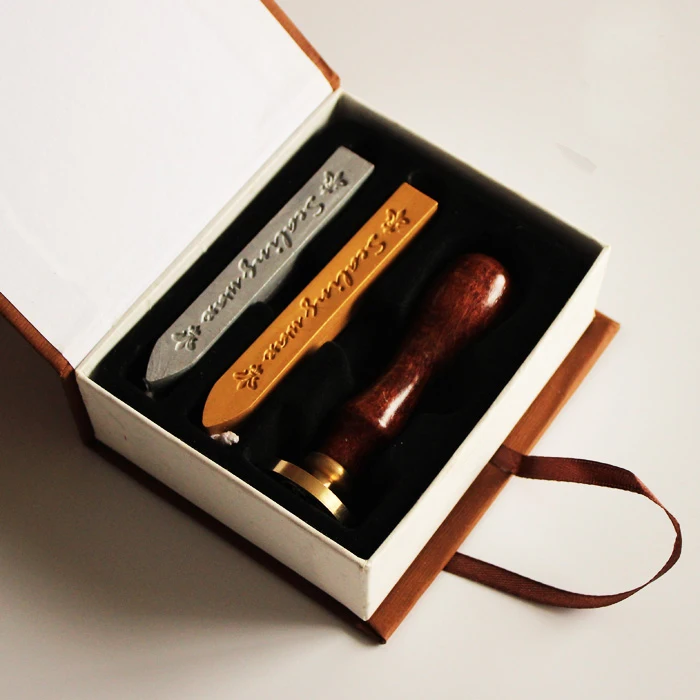 

New Customized wax seal Gift Box copper stamp with Sealing Wax league,DIY gift ancient seal stamp set,vintage and high quality