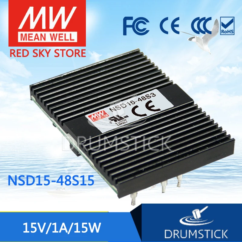 

MEAN WELL NSD15-48S15 15V 1A meanwell NSD15 15V 15W DC-DC Regulated Single Output Converter