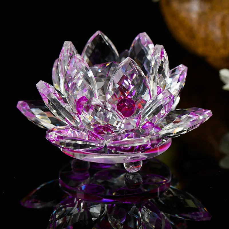 Buy 90mm Purple Quartz Crystal Glass Lotus Flower