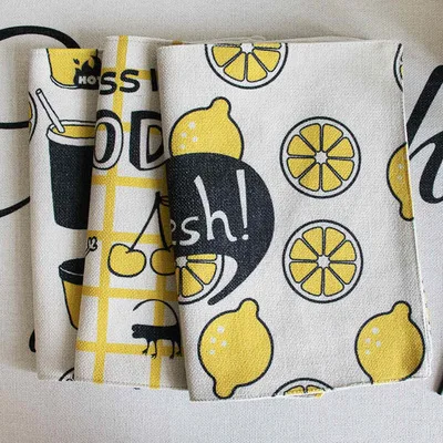 

Double-layer Cotton and Linen Table Napkin Dish Cloth Monkey Lemon Cartoon Bright Color Cute Kitchen Towel Tea and Coffee Pad
