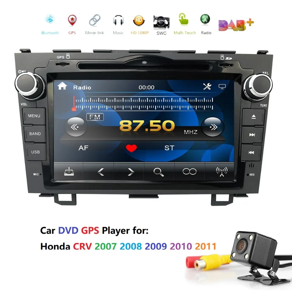 

8 Inch Car Stereo DVD Player Radio For HONDA CRV 2007-2011 GPS Navigation Subwoofer output DAB+ RDS Free Map card+ back camera