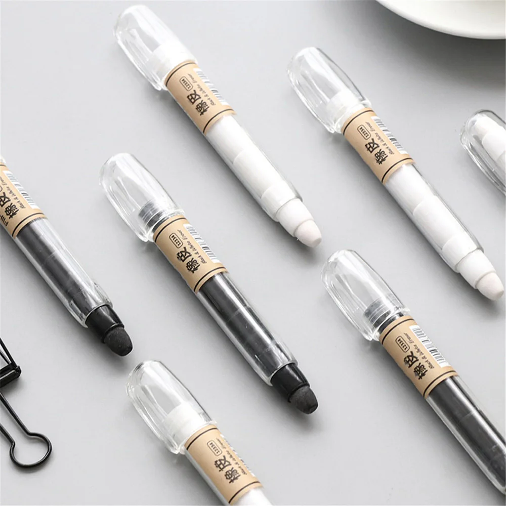 

Simple Black White Pencil Eraser Kawaii Stationery Cute 3 Head Rubber School Office Correction Eraser Supplies Korean Stationery