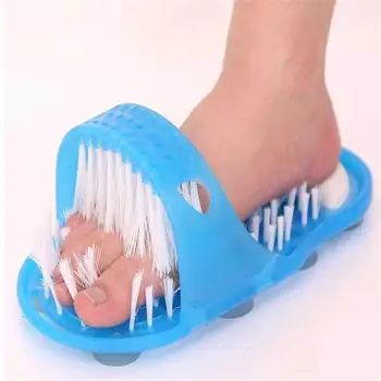 

Origional Shower Feet Foot Cleaner Scrubber Washer Brush Massage Brush Clean Bathroom Shower Blue Slippers Spa Bath Brushes 2018