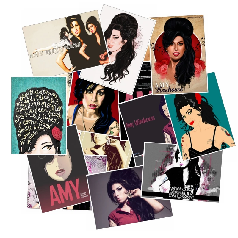 25 قطع ايمي واينهاوس الغيتار ملصقات للأمتعة محمول الفن اللوحة DIY ملصق ملصقات للماء لوح التزلج لعبة