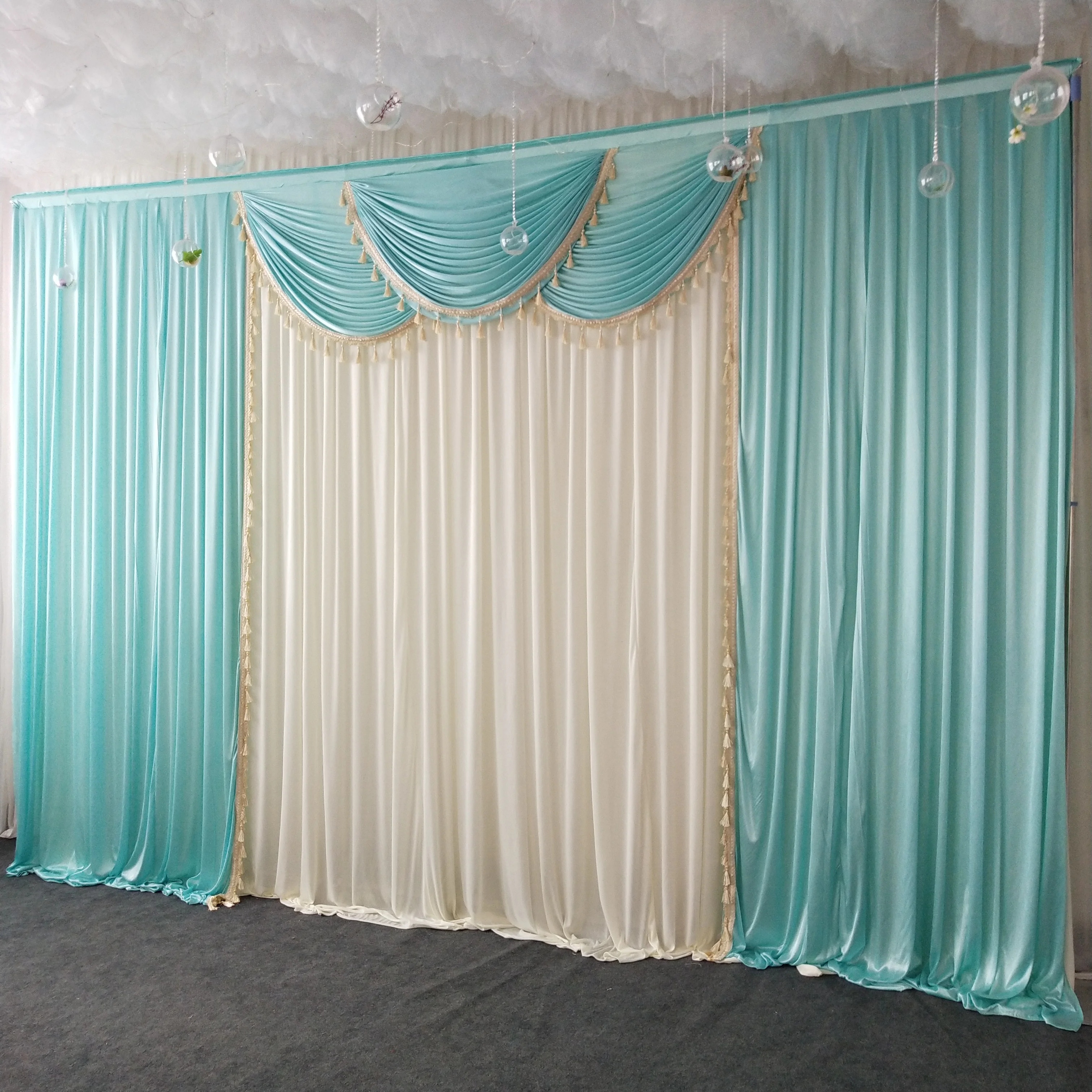 Luxury Ice Silk Chiffon Fabric Wedding Stage Backdrop Swags With