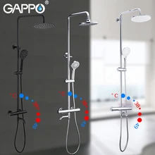 GAPPO Thermostatic Shower System Chrome Black Faucet Bathroom Bath Shower Mixer Set Waterfall Rain Shower Head Bathtub Taps shower system thermostatic bath bathroom mixer shower set twin head square chrome 40x40cm hand shower