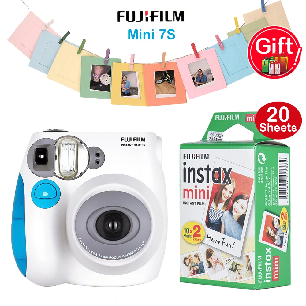 Fujifilm Instax Mini 7c/7s мгновенная камера, пленочная камера с автофокусировкой+ 20 листов, Fimls, Рождественский, новогодний, праздничный подарок для мальчиков и девочек