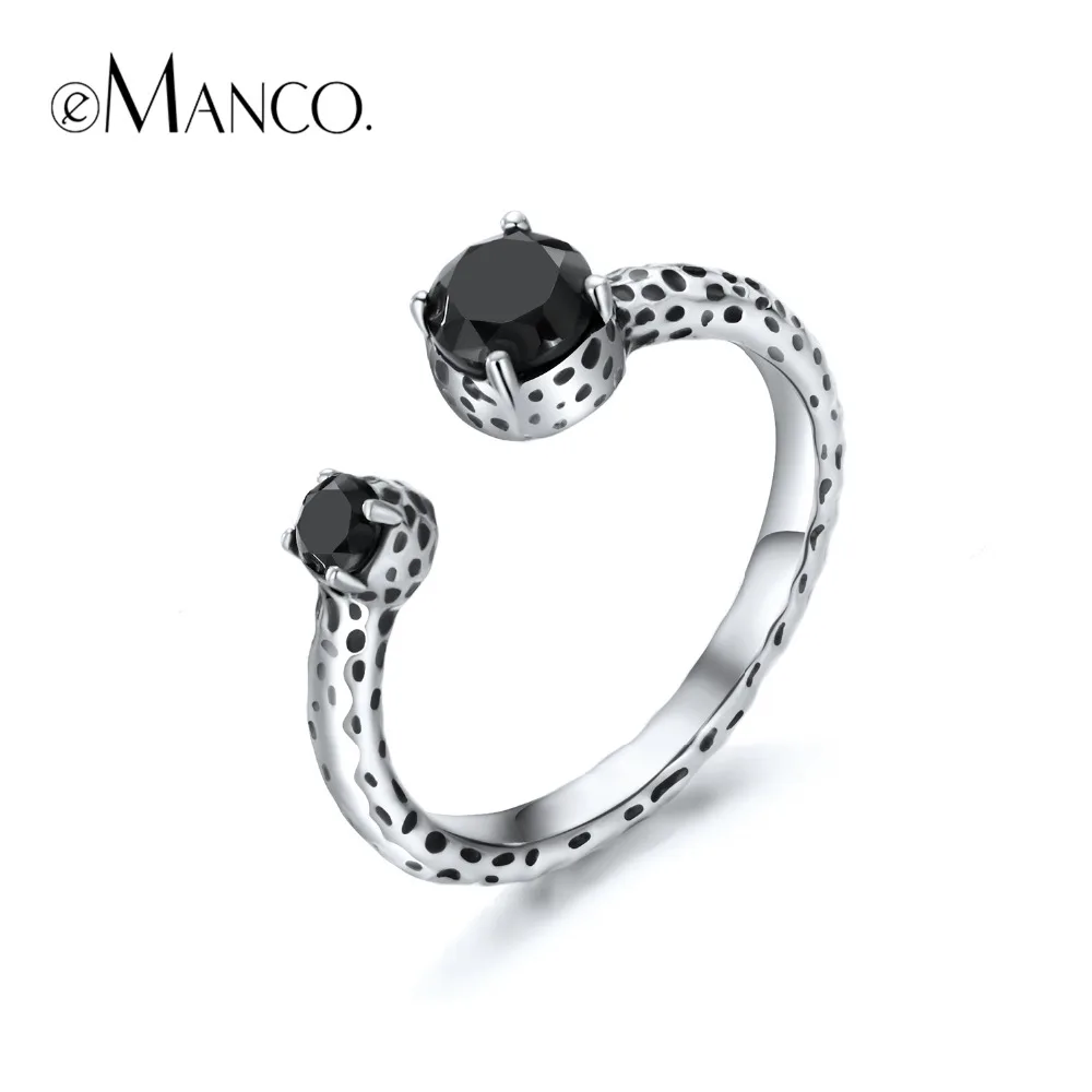 

e-Manco Black Zircon Rings Wedding&Engagement Wholesale Party 925 Sterling Silver Rings Best Gifts New Arrival
