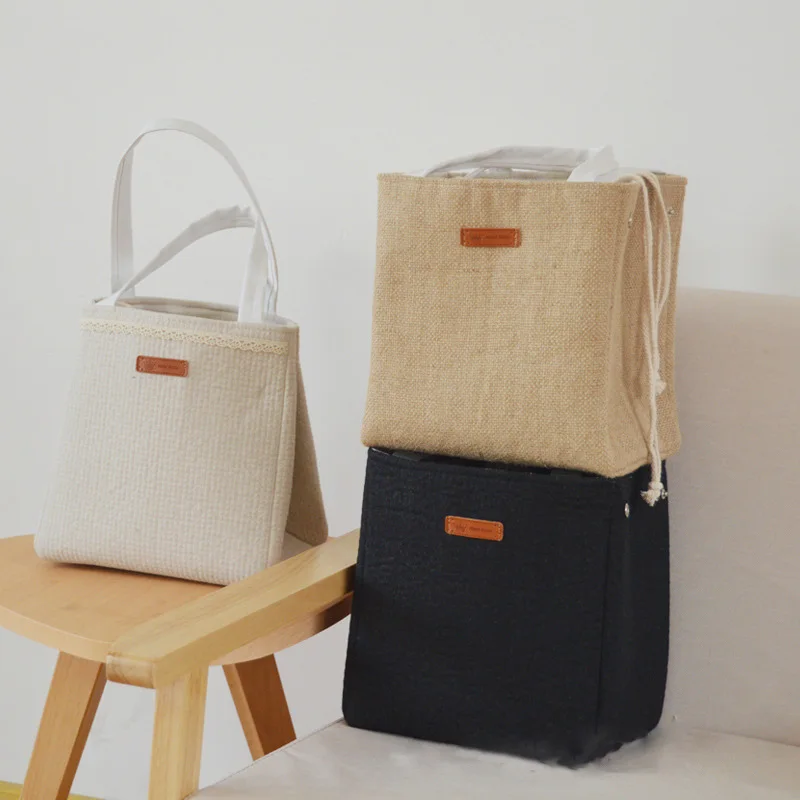 

Lunch Bag Cotton and Linen Aluminum Foil Thickened Meal Box Student Square Lunch Insulation Bag Portable For Men or Women 2019
