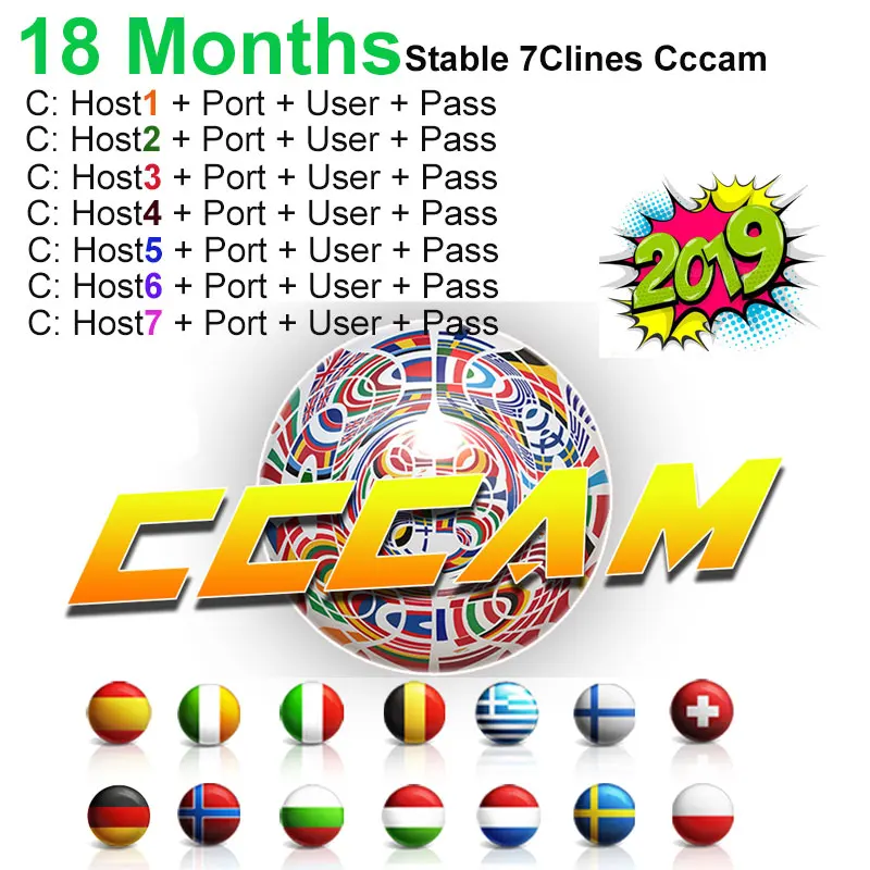 

Europe 7 Clines For Satellite Receiver Europe Channels DVB-S2 Cables 7Clines Spain Germany Poland Portugal cccams