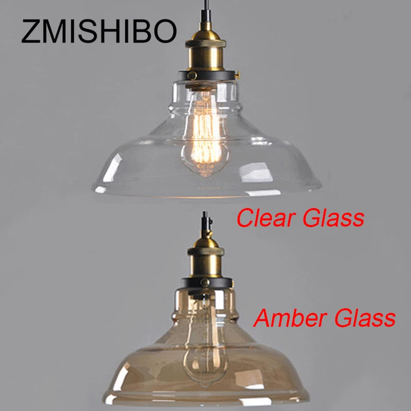 Винтажная стеклянная Подвесная лампа ZMISHIBO 110 240 В E27 потолочные светильники из