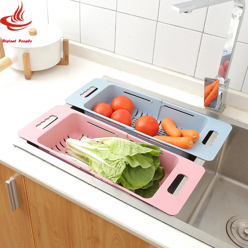 المطبخ بالوعة استنزاف رف 4 ألوان الفاكهة تخزين قابل رفوف بالوعة بالوعة مصفاة تنظيم البلاستيك استنزاف سلة استنزاف رف