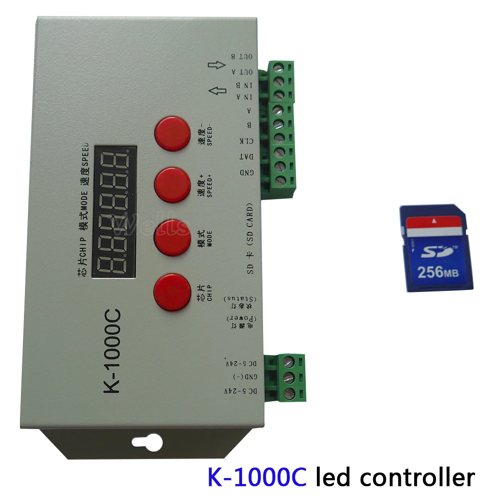 K-1000C (T-1000S Updated) LED 2048 Pixels Program Controller DC5V 12V 24V WS2812B, WS2811, APA102, SK6812, 2801 LED Strip Dimmer 1pcs sp110e bluetooth led pixel strip controller ws2811 ws2812 dimmer sk6812 rgb rgbw apa102 ws2801 smart led light controller