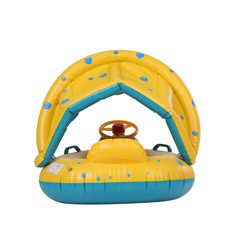 Baby Swimming Ring with Sun Canopy Toddler Inflatable Pool Float Bath Toys Swim Beach Mattress Accessories Kids Children Circle (12)